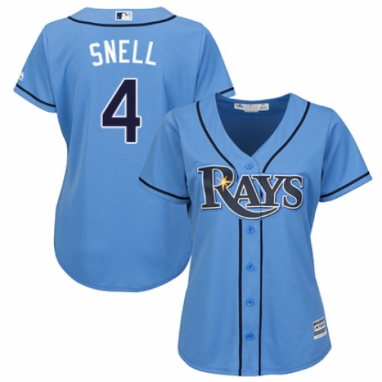 Women's Majestic Tampa Bay Rays 4 Blake Snell Authentic Light Blue Alternate 2 Cool Base MLB Jersey