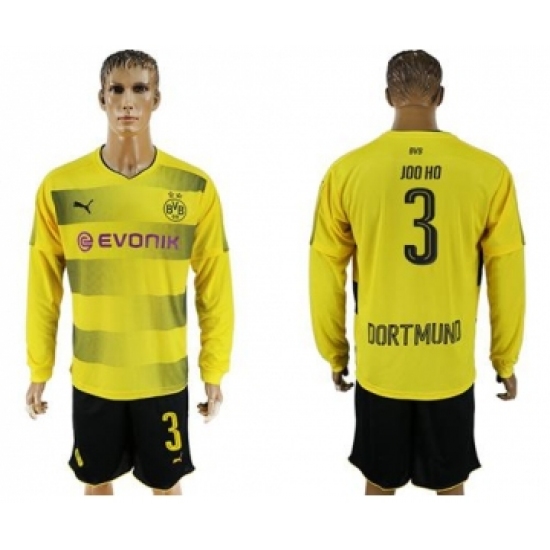 Dortmund 3 Joo Ho Home Long Sleeves Soccer Club Jersey