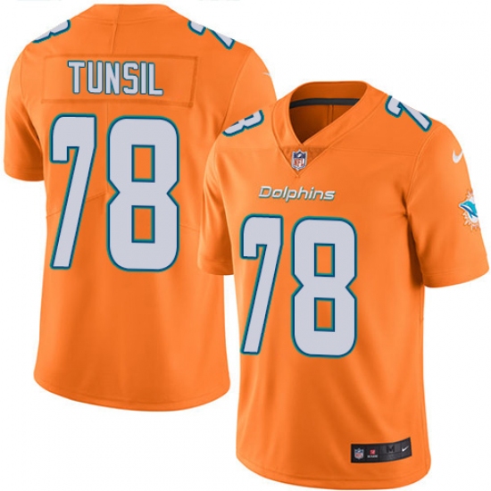 Men's Nike Miami Dolphins 78 Laremy Tunsil Limited Orange Rush Vapor Untouchable NFL Jersey