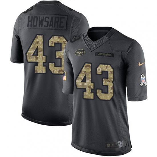 Men's Nike New York Jets 43 Julian Howsare Limited Black 2016 Salute to Service NFL Jersey
