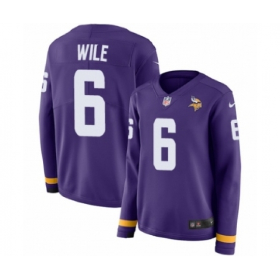 Women's Nike Minnesota Vikings 6 Matt Wile Limited Purple Therma Long Sleeve NFL Jersey