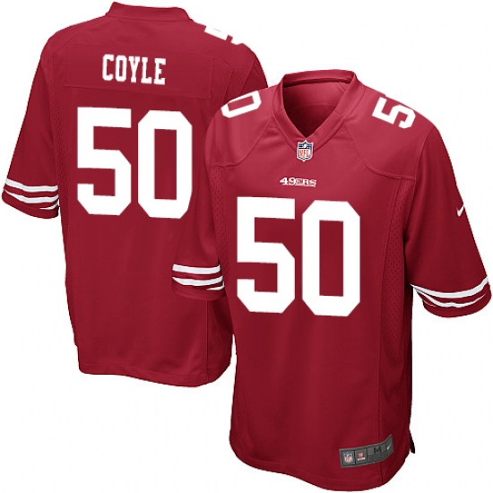 Men's Nike San Francisco 49ers 50 Brock Coyle Game Red Team Color NFL Jersey