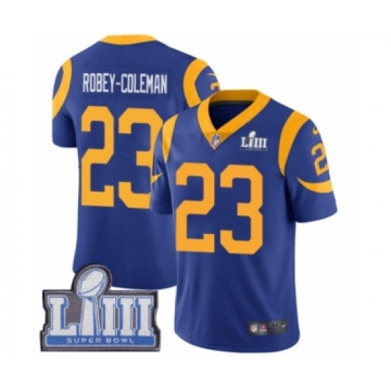 Men's Nike Los Angeles Rams 23 Nickell Robey-Coleman Royal Blue Alternate Vapor Untouchable Limited Player Super Bowl LIII Bound NFL Jersey