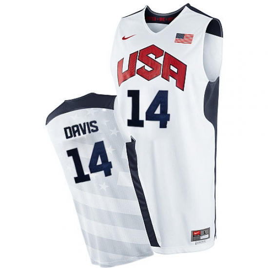 Men's Nike Team USA 14 Anthony Davis Swingman White 2012 Olympics Basketball Jersey