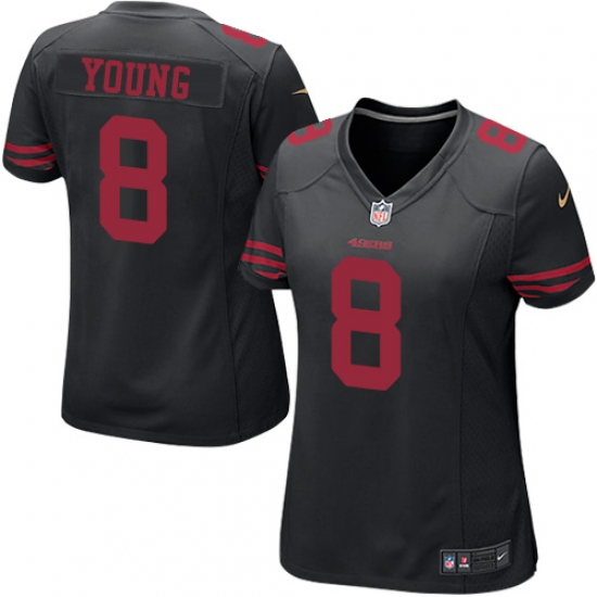Women's Nike San Francisco 49ers 8 Steve Young Game Black NFL Jersey
