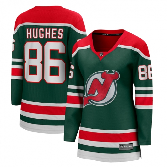 Women's New Jersey Devils 86 Jack Hughes Fanatics Branded Green 2020-21 Special Edition Breakaway Player Jersey