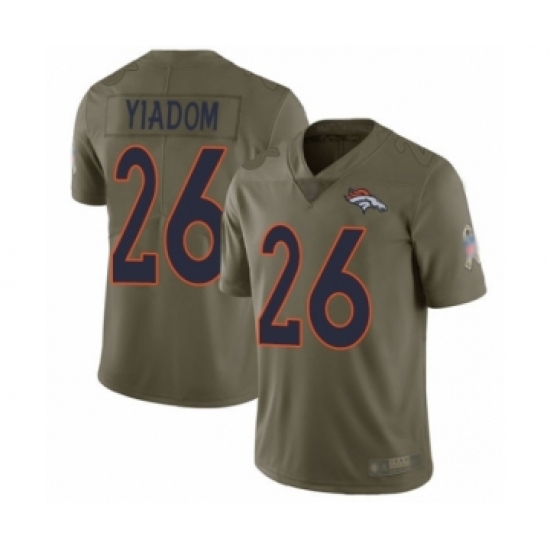 Men's Denver Broncos 26 Isaac Yiadom Limited Olive 2017 Salute to Service Football Jersey