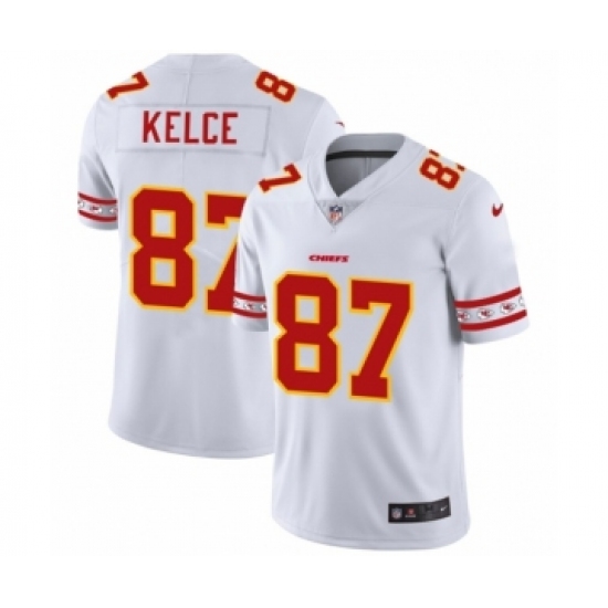 Men's Kansas City Chiefs 87 Travis Kelce White Team Logo Cool Edition Jersey