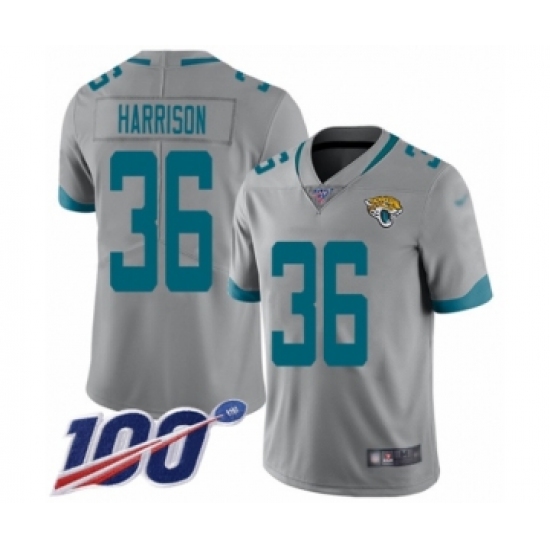Youth Jacksonville Jaguars 36 Ronnie Harrison Silver Inverted Legend Limited 100th Season Football Jersey