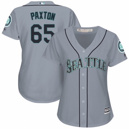 Women's Majestic Seattle Mariners 65 James Paxton Replica Grey Road Cool Base MLB Jersey