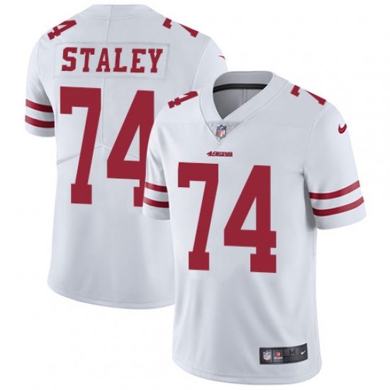Men's Nike San Francisco 49ers 74 Joe Staley White Vapor Untouchable Limited Player NFL Jersey