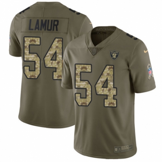 Youth Nike Oakland Raiders 54 Emmanuel Lamur Limited Olive/Camo 2017 Salute to Service NFL Jersey