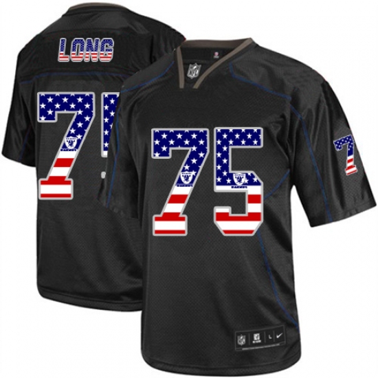 Men's Nike Oakland Raiders 75 Howie Long Elite Black USA Flag Fashion NFL Jersey