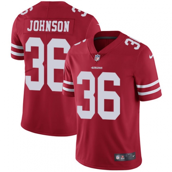Men's Nike San Francisco 49ers 36 Dontae Johnson Red Team Color Vapor Untouchable Limited Player NFL Jersey