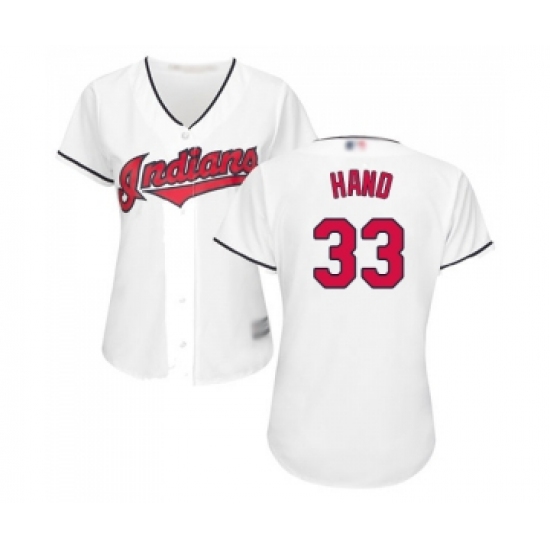 Women's Cleveland Indians 33 Brad Hand Replica White Home Cool Base Baseball Jersey