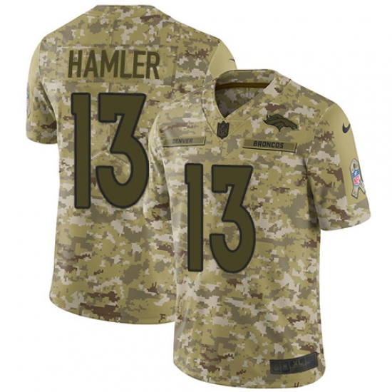 Men's Denver Broncos 13 KJ Hamler Camo Stitched Limited 2018 Salute To Service Jersey