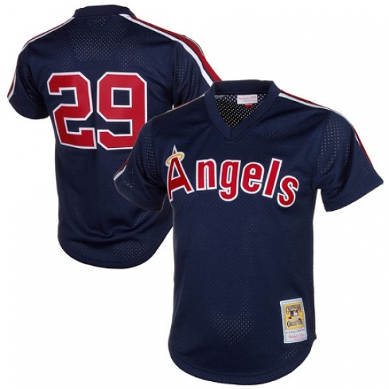 Men's Mitchell and Ness 1984 Los Angeles Angels of Anaheim 29 Rod Carew Authentic Navy Blue Throwback MLB Jersey