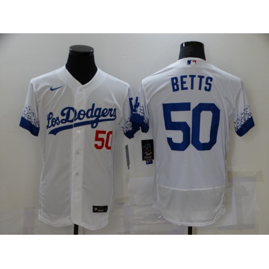 Men's Nike Los Angeles Dodgers 50 Mookie Betts White Elite City Player Jersey