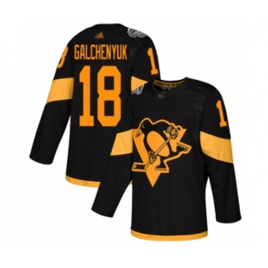 Men's Pittsburgh Penguins 18 Alex Galchenyuk Authentic Black 2019 Stadium Series Hockey Jersey