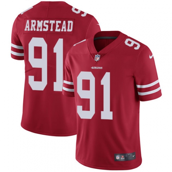 Men's Nike San Francisco 49ers 91 Arik Armstead Red Team Color Vapor Untouchable Limited Player NFL Jersey