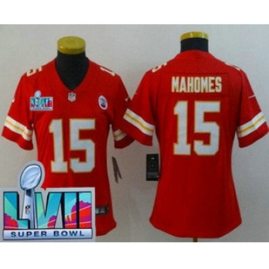 Women's Kansas City Chiefs 15 Patrick Mahomes Limited Red Super Bowl LVII Vapor Jersey