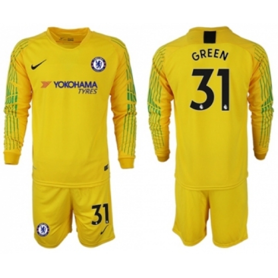 Chelsea 31 Green Yellow Goalkeeper Long Sleeves Soccer Club Jersey