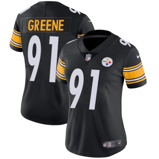 Women's Nike Pittsburgh Steelers 91 Kevin Greene Black Team Color Vapor Untouchable Limited Player NFL Jersey