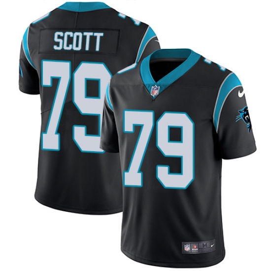 Men's Nike Carolina Panthers 79 Chris Scott Black Team Color Vapor Untouchable Limited Player NFL Jersey