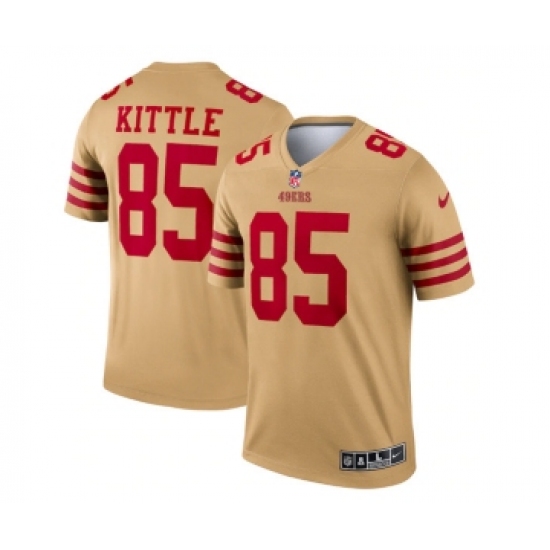 Men's San Francisco 49ers 85 George Kittle 2022 New Gold Inverted Legend Stitched Football Jersey