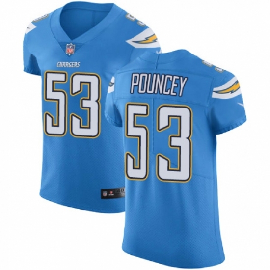 Men's Nike Los Angeles Chargers 53 Mike Pouncey Electric Blue Alternate Vapor Untouchable Elite Player NFL Jersey