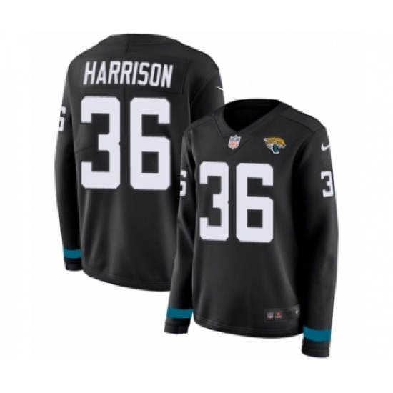 Women's Nike Jacksonville Jaguars 36 Ronnie Harrison Limited Black Therma Long Sleeve NFL Jersey