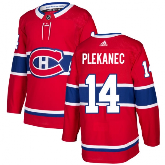 Men's Adidas Montreal Canadiens 14 Tomas Plekanec Authentic Red Home NHL Jersey