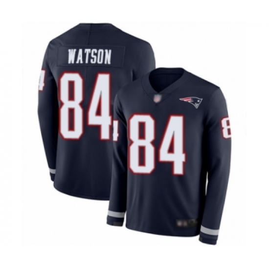 Men's New England Patriots 84 Benjamin Watson Limited Navy Blue Therma Long Sleeve Football Jersey