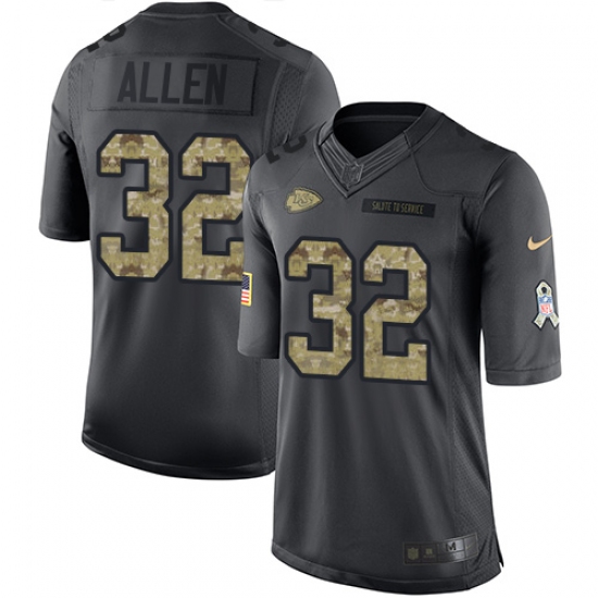 Youth Nike Kansas City Chiefs 32 Marcus Allen Limited Black 2016 Salute to Service NFL Jersey