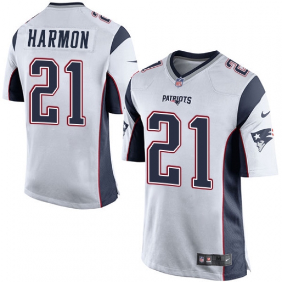 Men's Nike New England Patriots 21 Duron Harmon Game White NFL Jersey