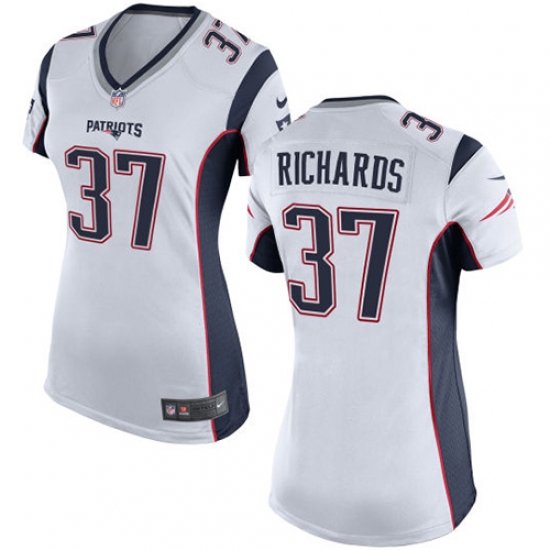 Women's Nike New England Patriots 37 Jordan Richards Game White NFL Jersey