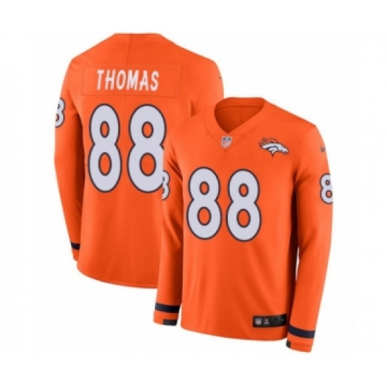 Youth Nike Denver Broncos 88 Demaryius Thomas Limited Orange Therma Long Sleeve NFL Jersey