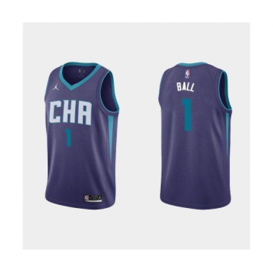 Men's Charlotte Hornets 1 LaMelo Ball 2022-23 Purple Stitched Basketball Jersey