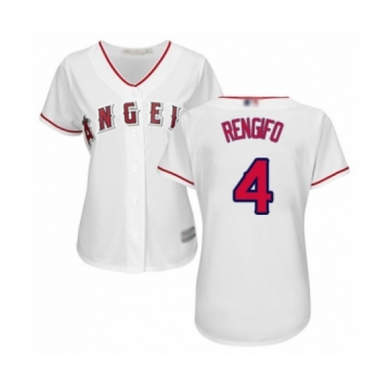 Women's Los Angeles Angels of Anaheim 4 Luis Rengifo Authentic White Home Cool Base Baseball Player Jersey