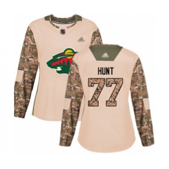 Women's Minnesota Wild 77 Brad Hunt Authentic Camo Veterans Day Practice Hockey Jersey