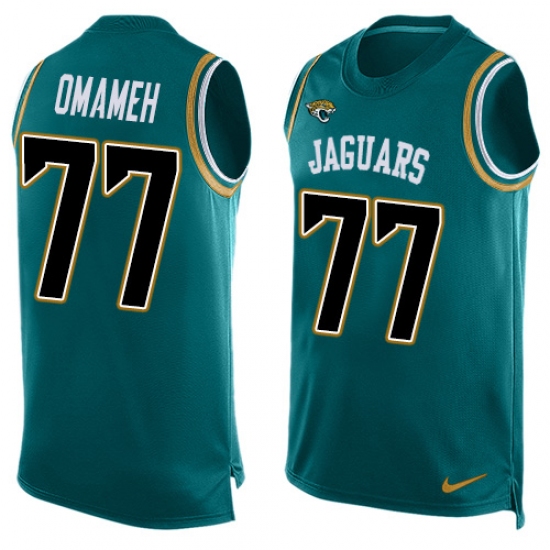 Men's Nike Jacksonville Jaguars 77 Patrick Omameh Limited Teal Green Player Name & Number Tank Top NFL Jersey