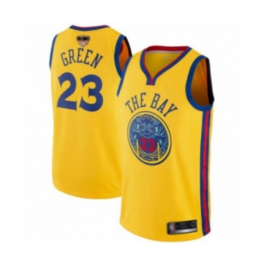 Men's Golden State Warriors 23 Draymond Green Swingman Gold 2019 Basketball Finals Bound Basketball Jersey - City Edition