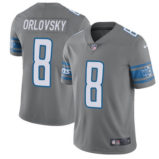 Men's Nike Detroit Lions 8 Dan Orlovsky Limited Steel Rush NFL Jersey