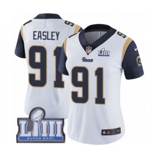 Women's Nike Los Angeles Rams 91 Dominique Easley White Vapor Untouchable Limited Player Super Bowl LIII Bound NFL Jersey