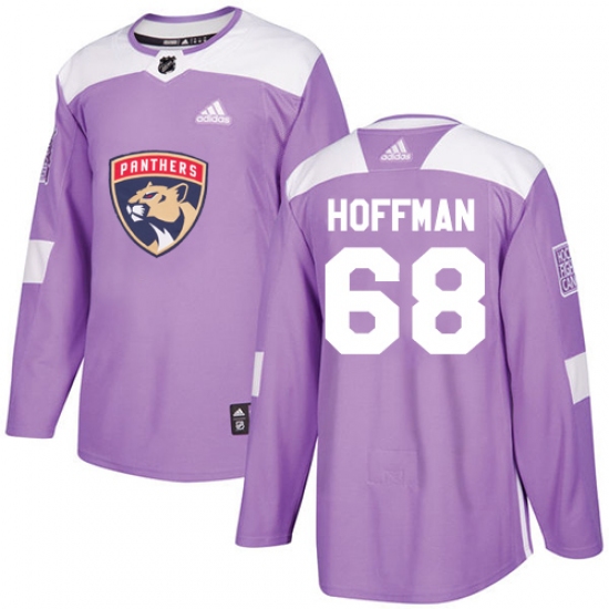 Men's Adidas Florida Panthers 68 Mike Hoffman Authentic Purple Fights Cancer Practice NHL Jersey