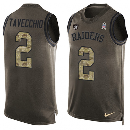 Men's Nike Oakland Raiders 2 Giorgio Tavecchio Limited Green Salute to Service Tank Top NFL Jersey