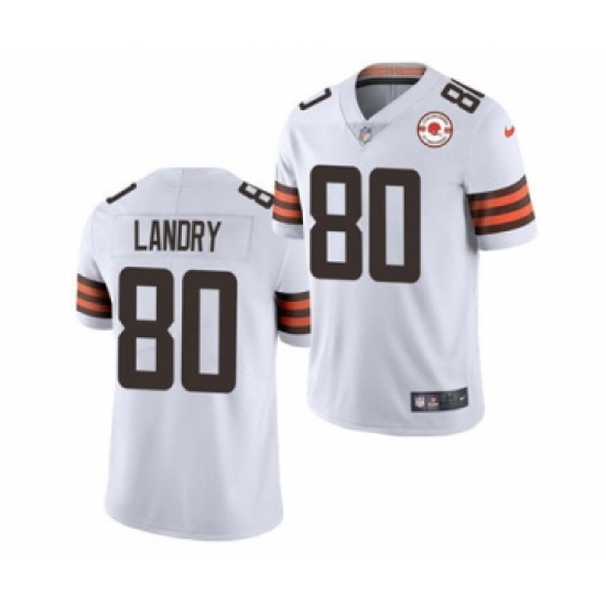 Men's Cleveland Browns 80 Jarvis Landry 2021 White 75th Anniversary Patch Vapor Untouchable Limited Jersey