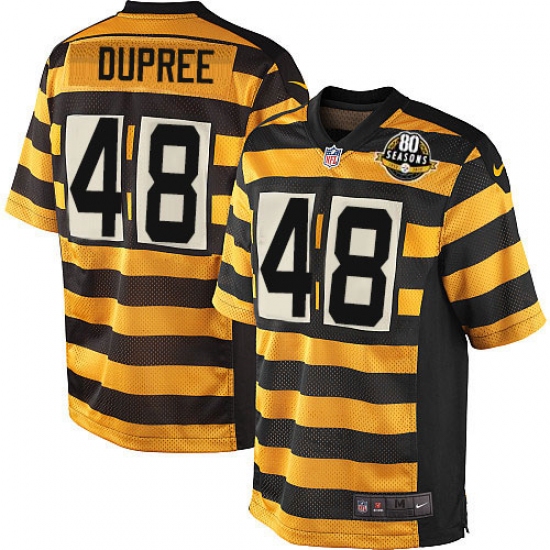 Men's Nike Pittsburgh Steelers 48 Bud Dupree Elite Yellow/Black Alternate 80TH Anniversary Throwback NFL Jersey
