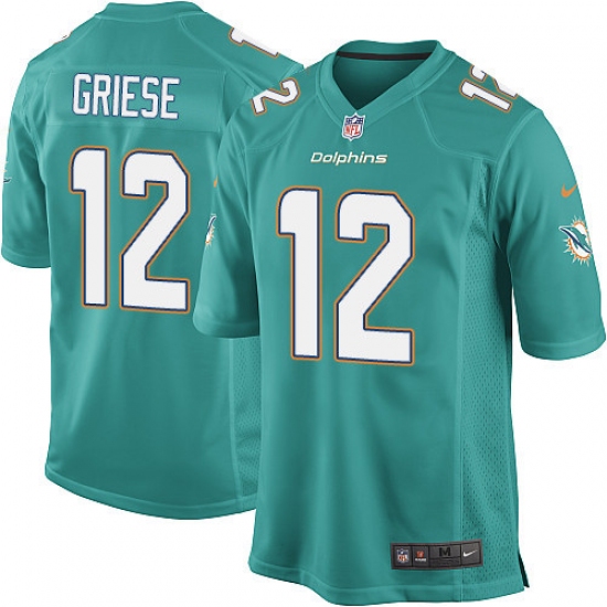 Men's Nike Miami Dolphins 12 Bob Griese Game Aqua Green Team Color NFL Jersey
