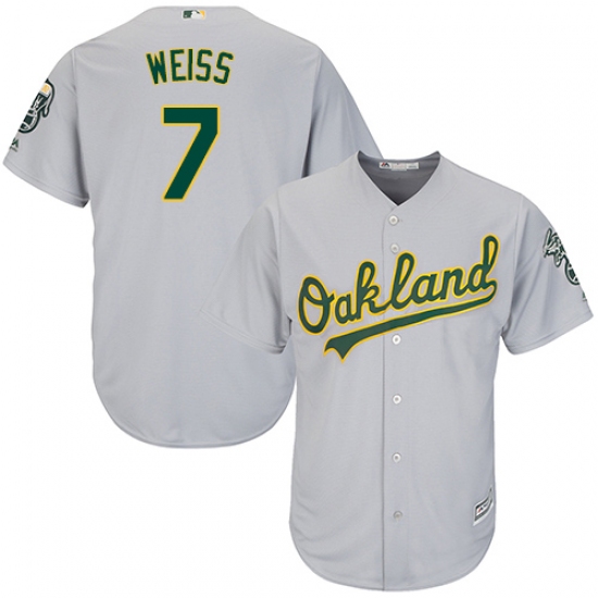 Men's Majestic Oakland Athletics 7 Walt Weiss Replica Grey Road Cool Base MLB Jersey